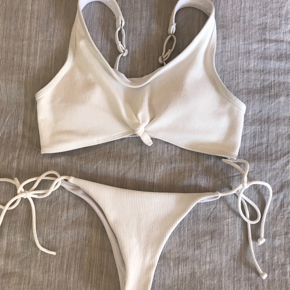 Zaful white ribbed bikini